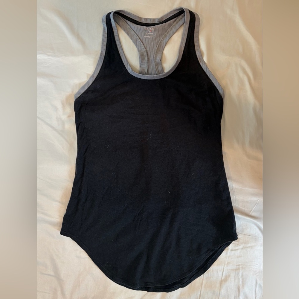 Danskin Now Black Racerback Tank with Gray Trim